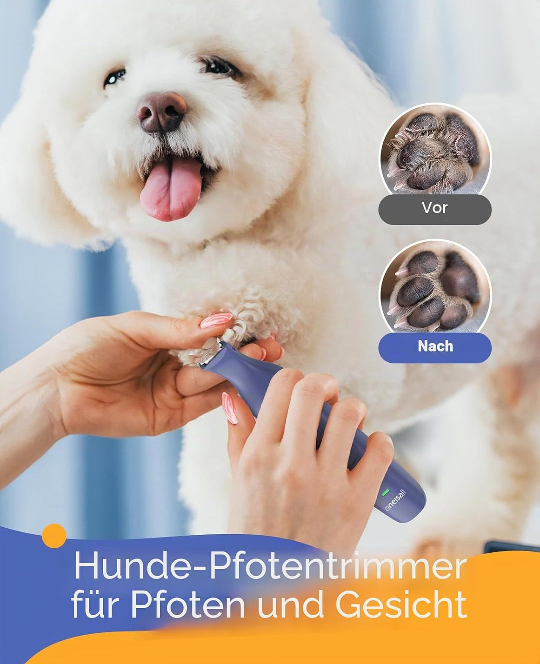oneisall 4in1 Leise Schermaschine Hund Katze, Wiederaufladbar Hundeschermaschine&amp;Pfotentrimmer&amp;Krall