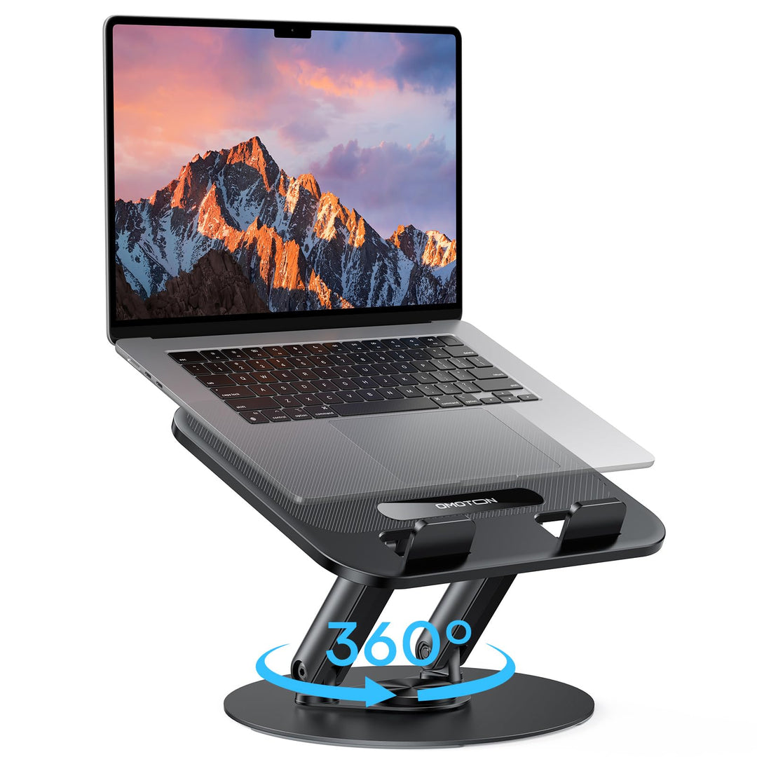 OMOTON Laptop Ständer, Schwenkbarer Laptopständer mit 360° drehbarer Metallbasis, Ergonomischer Lapt
