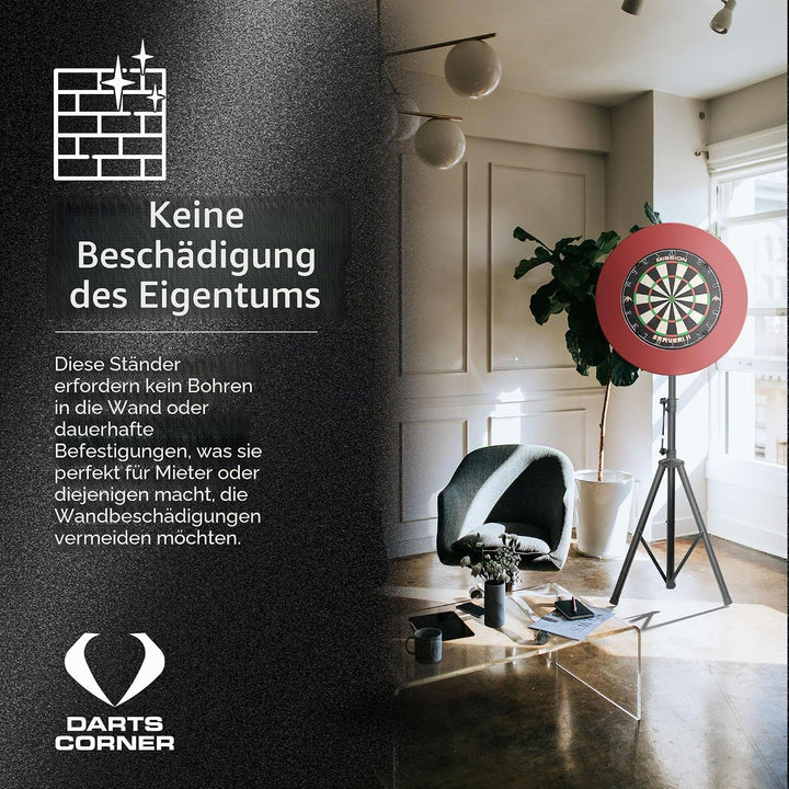 Darts Corner DM01 | Professionelles tragbares Dreibein-Stativ für Dartscheibe, Reiseständer für mobi