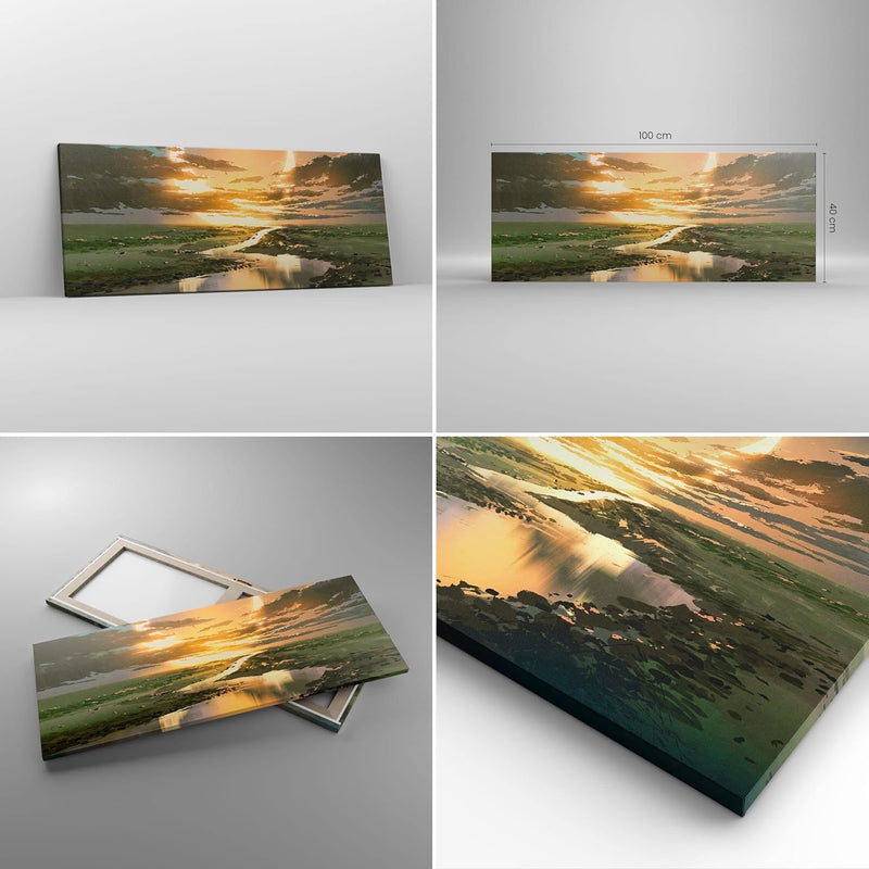 Panorama Bilder auf Leinwand 100x40cm Leinwandbild mit Rahmen natur natur Gross Wanddeko Bild Schlaf