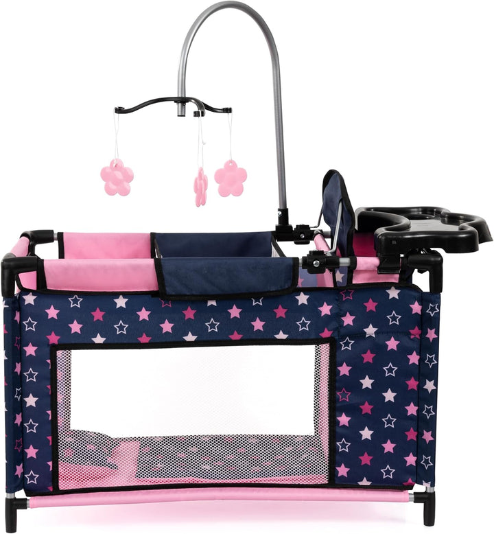 Bayer Design 62616AA Puppenbett mit Schrank, Sitz, Mobile, Ablage, Bettdecke, Kissen, Puppenzubehör