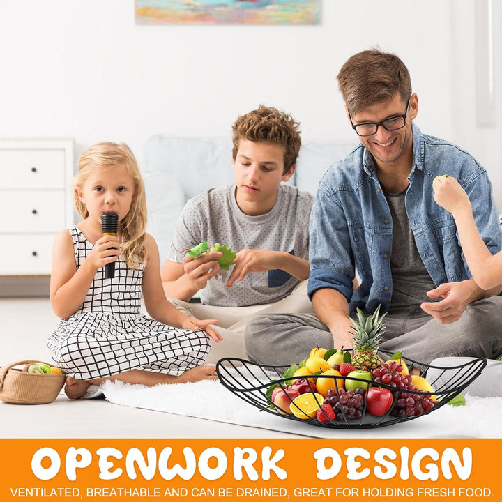 1er Set Obstkorb Metall Schwarz – Moderner Früchtekorb Deko für Küche &amp; Esstisch, Atmungsaktiver Dra