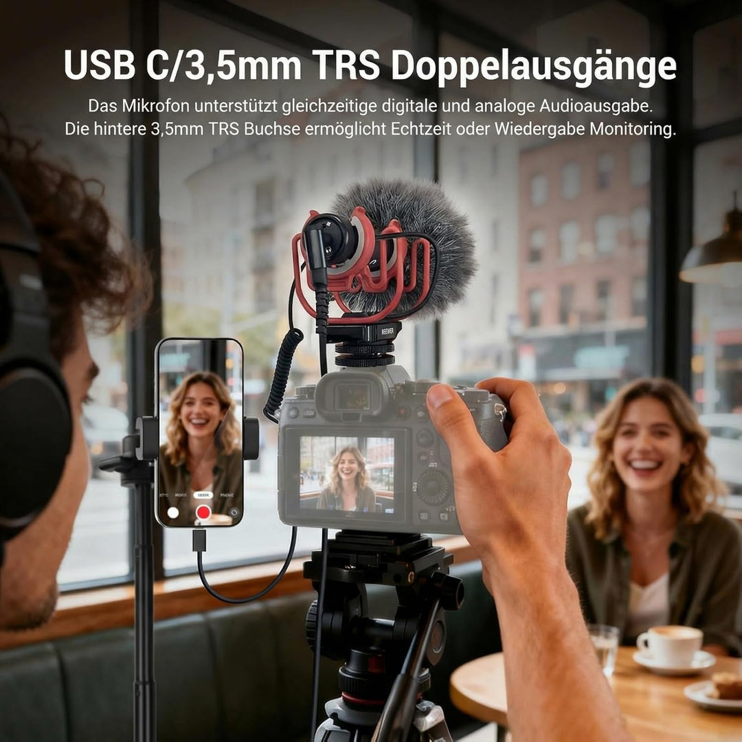 NEEWER Mini Mikrofon, AI Geräuschunterdrückung Microphone Handy, App Steuerung und EQ, 48kHz/24Bit,