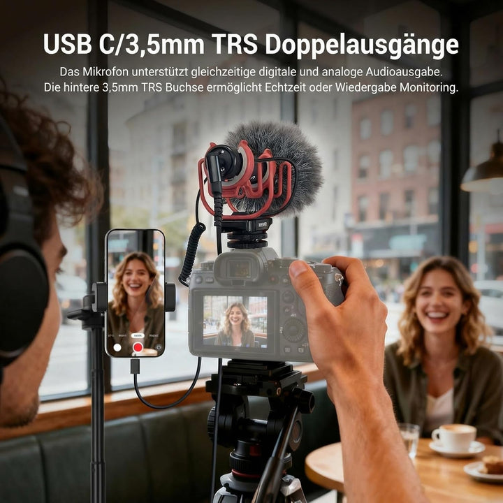 NEEWER Mini Mikrofon, AI Geräuschunterdrückung Microphone Handy, App Steuerung und EQ, 48kHz/24Bit,