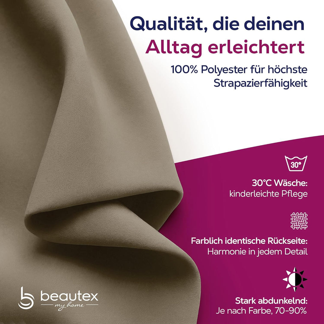 BEAUTEX Verdunkelungsgardine mit Ösen, Blackout Ösenschal Blickdicht abdunkelnd, Grösse und Farbe wä