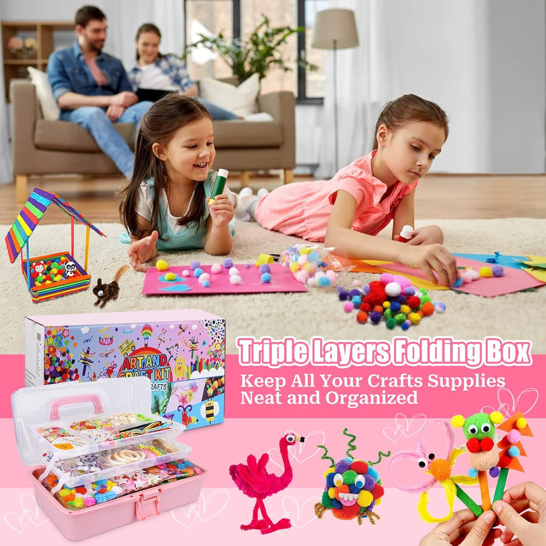 Bastelset Kinder,3000+ DIY Basteln Bastelkoffer,DIY Kunsthandwerk Bastelkoffer Bastelbedarf Art Craf