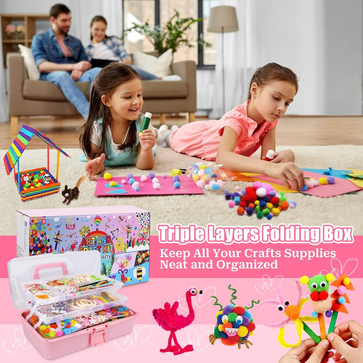 Bastelset Kinder,3000+ DIY Basteln Bastelkoffer,DIY Kunsthandwerk Bastelkoffer Bastelbedarf Art Craf