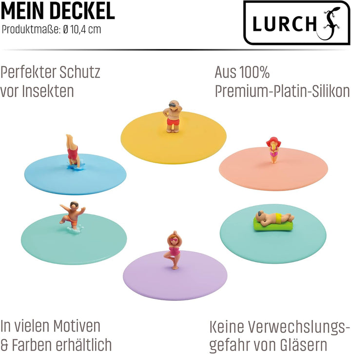 Lurch 210305 Mein Deckel Strandwache 3er Set Glasabdeckungen aus Premium-Platin-Silikon Ø10,5cm, Mit