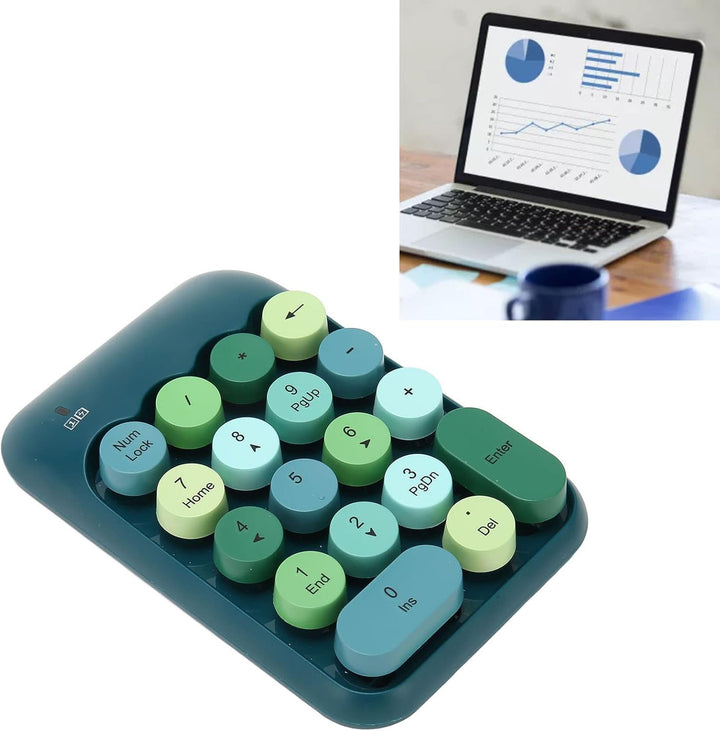 USB-Ziffernblock, Mechanischer Nummernblock für Laptop, 18 Tasten, Retro-Farbschreibmaschine, Runde