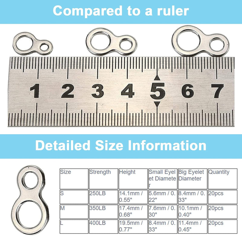 Angeln Split Ringe, 60pcs hochfester Edelstahl Feste Angelfigur 8 Jigging Ringe Köder Connector Tack