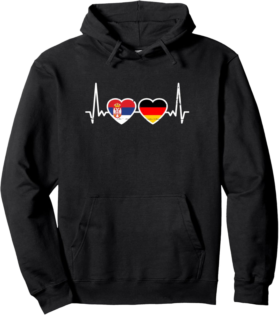 Serbien Deutschland Herzschlag Flagge Deutsch Serbe Pullover Hoodie