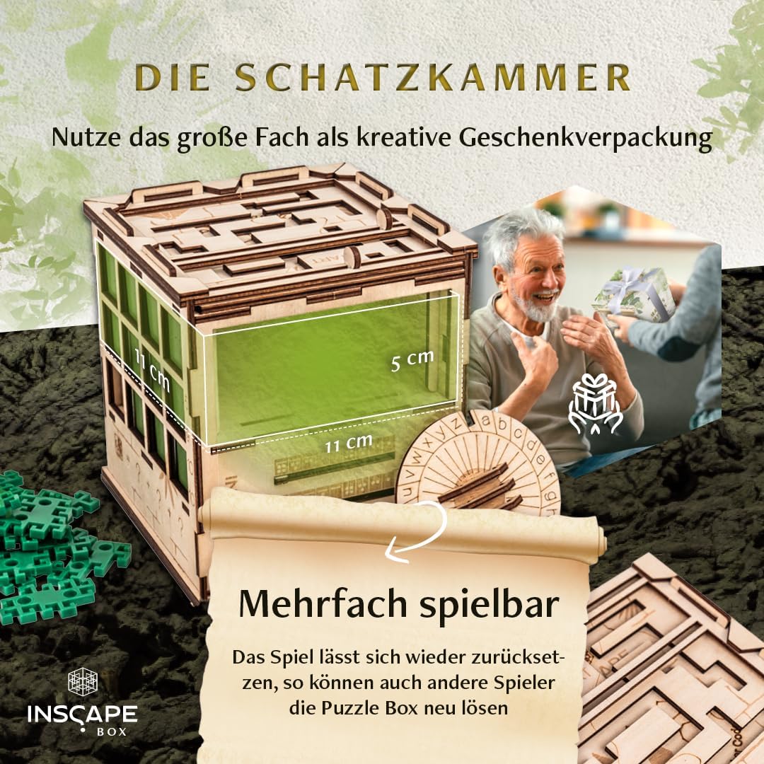 INSCAPE Maya´s Myths - Escape Room Spiel - XL Rätselbox Holz - Escape Box - 3D Puzzle Box - Knobelsp