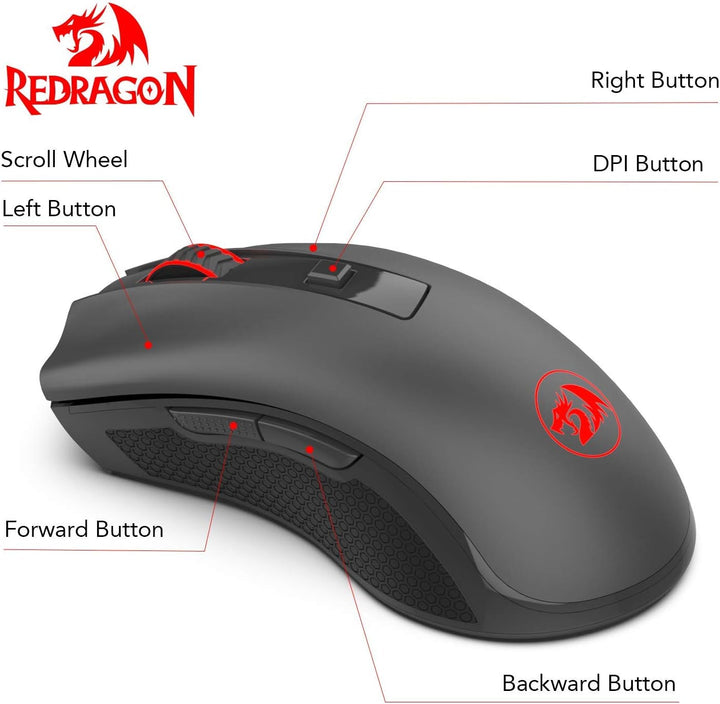 Redragon M652 Optische 2.4G Wireless Maus mit USB-Empfänger, tragbare Gaming & Office Mäuse, 5 einst
