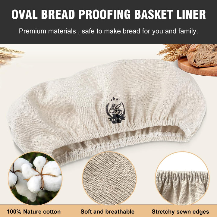 Walfos® Gärkorb Oval Banneton Gärkörbe zum Brotbacken Set, inklusive 100% natürlichem Rattan, Pinsel