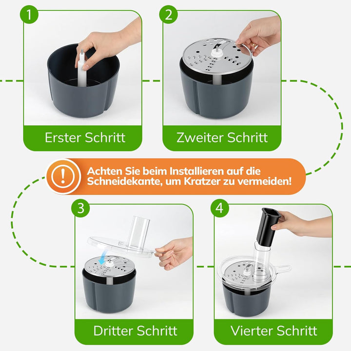 Gemüseschneider elektrisch für Thermomix TM5 TM6, Spiralschneider & Gemüsereibe Edelstahl für Zucchi