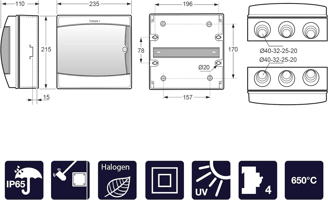 FAMATEL – Schrank Acqua IP65 | Serie Acqua | 8 Elemente | 217x235x105 | Weiss