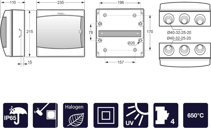 FAMATEL – Schrank Acqua IP65 | Serie Acqua | 8 Elemente | 217x235x105 | Weiss