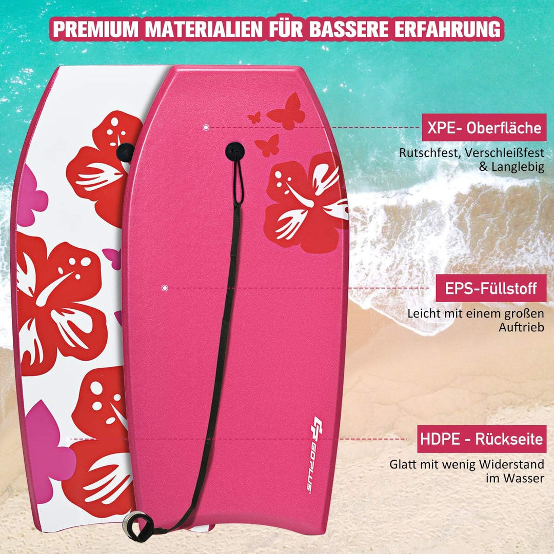 GOPLUS Bodyboard mit Fuss - Zugseil, Schwimmbrett Erfüllt mit EPS Schaumstoff, Surfboard bis zu 85 k