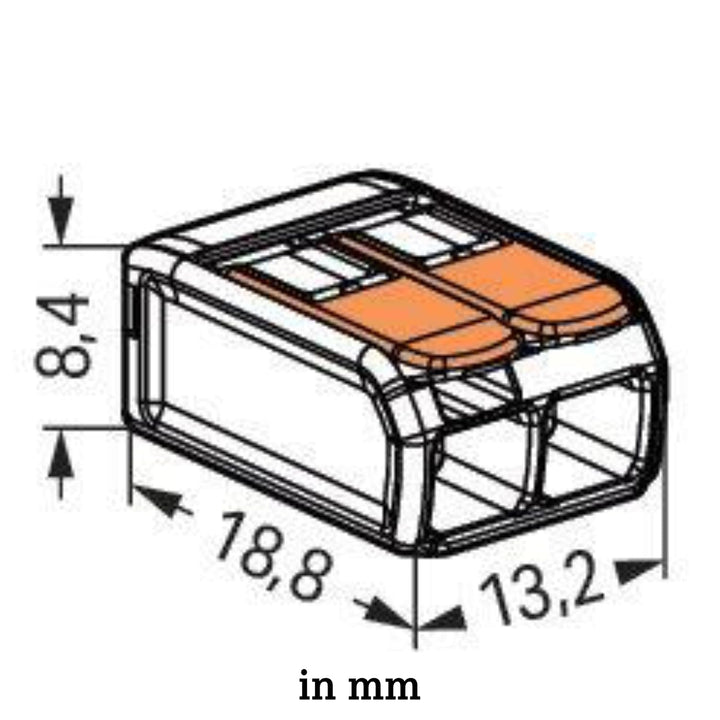 WAGO Verbindungsklemmen 221-412 | 2 Leiter, bis 4 mm², 100 Stück, COMPACT Kabelverbinder mit Hebel f