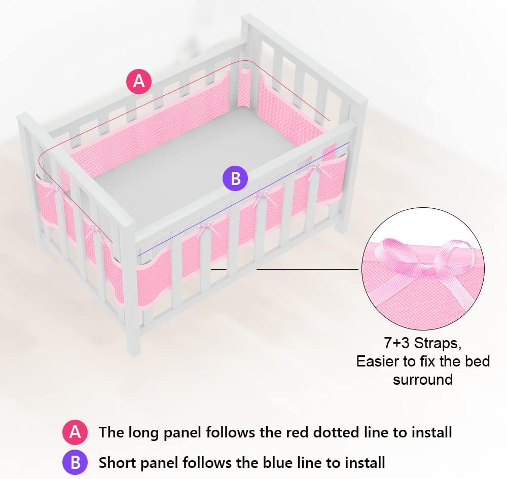 Vicloon Bettumrandung Nestchen, Nestchen für Kinderbetten Kantenschutz Baby Babybett, Atmungsaktive