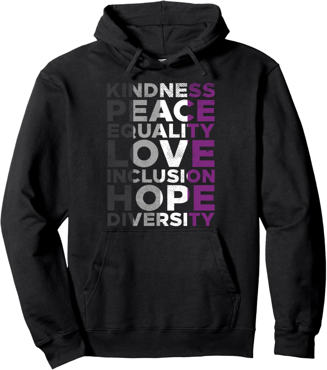 Kindness Equality Love LGBTQ Asexual Flag Ace Pride Ally Pullover Hoodie