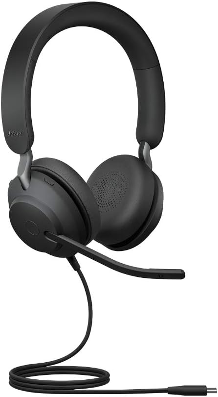 Jabra Evolve2 40 PC Headset – Noise Cancelling UC Certified Stereo Headphones With 3-Microphone Call