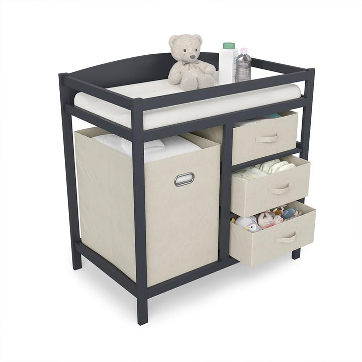 Vicco Wickelkommode Nunjo, Anthrazit, 85 x 87 cm mit Stoffschubladen