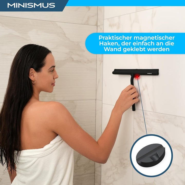 Minismus Duschabzieher - Abzieher für Dusche, Bad, Fliesen, Spiegel, Fenster - inkl. Magnet-Halterun