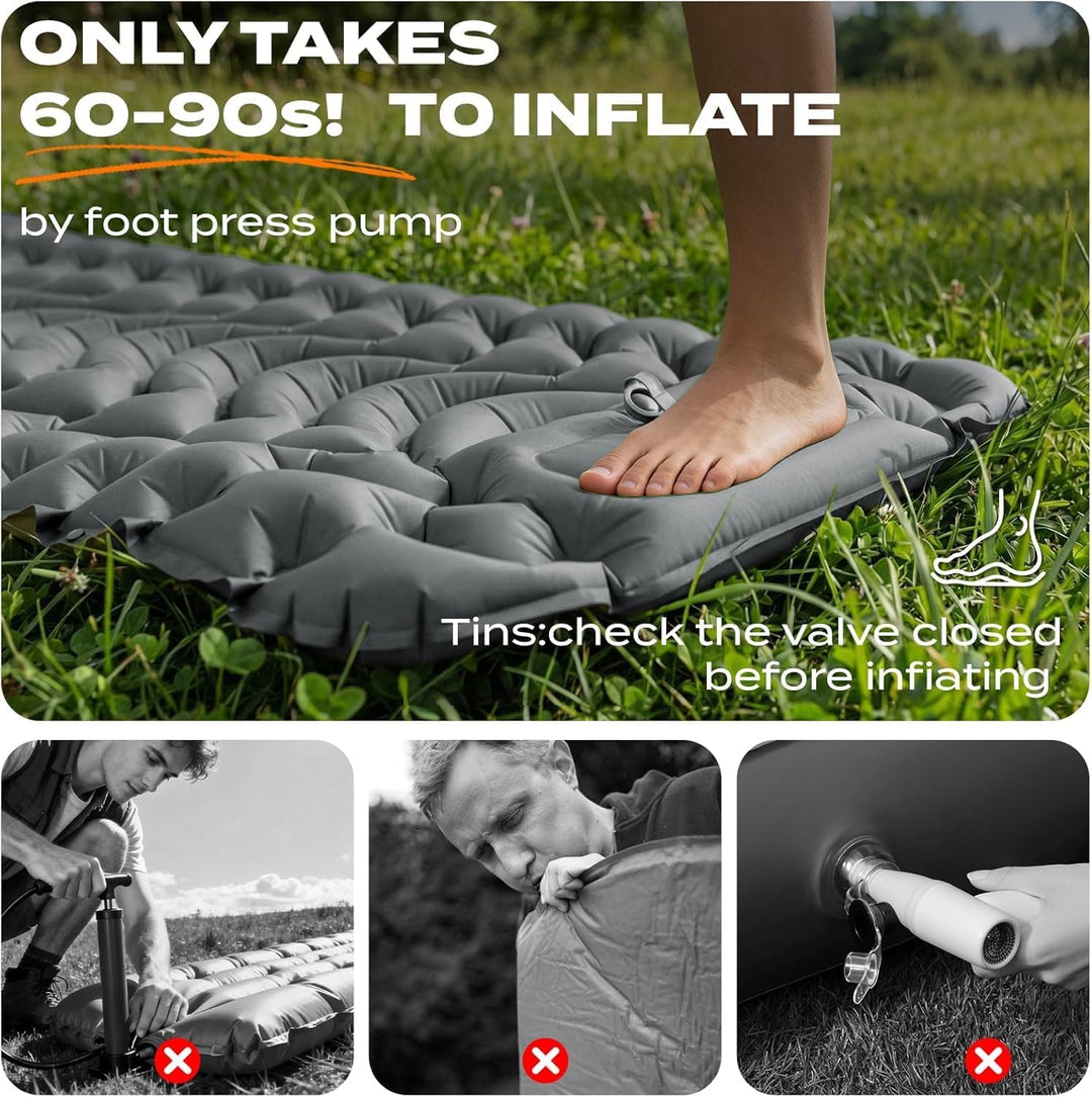 Isomatte Camping mit integrierter Fusspumpe 8cm Dicke Aufblasbare Campingmatte Outdoor, Wasserdicht