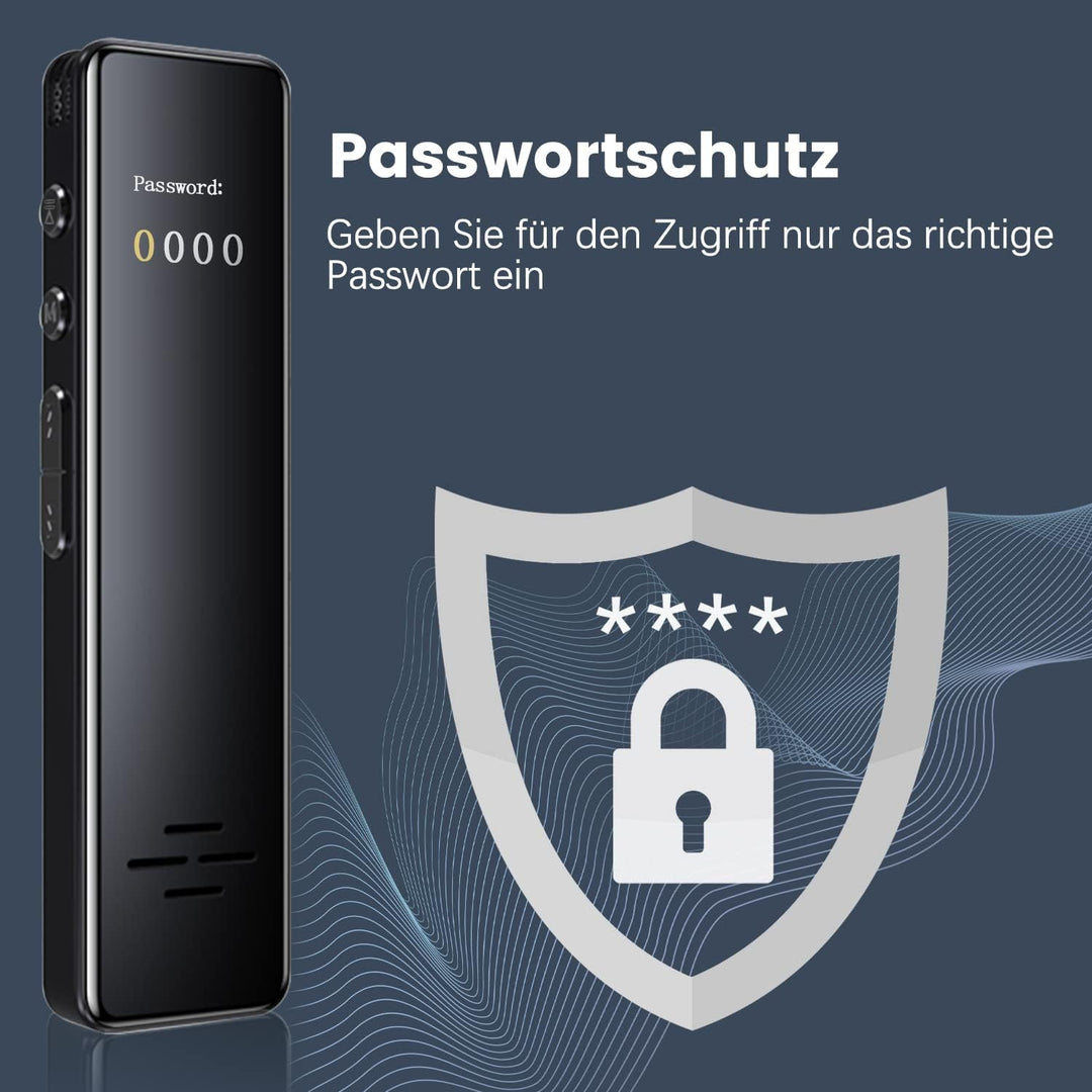 Digital Diktiergerät, 32GB Digital Diktiergerät Audio Aufnahmegerät mit 3072kbps Aufnahmequalität Mi