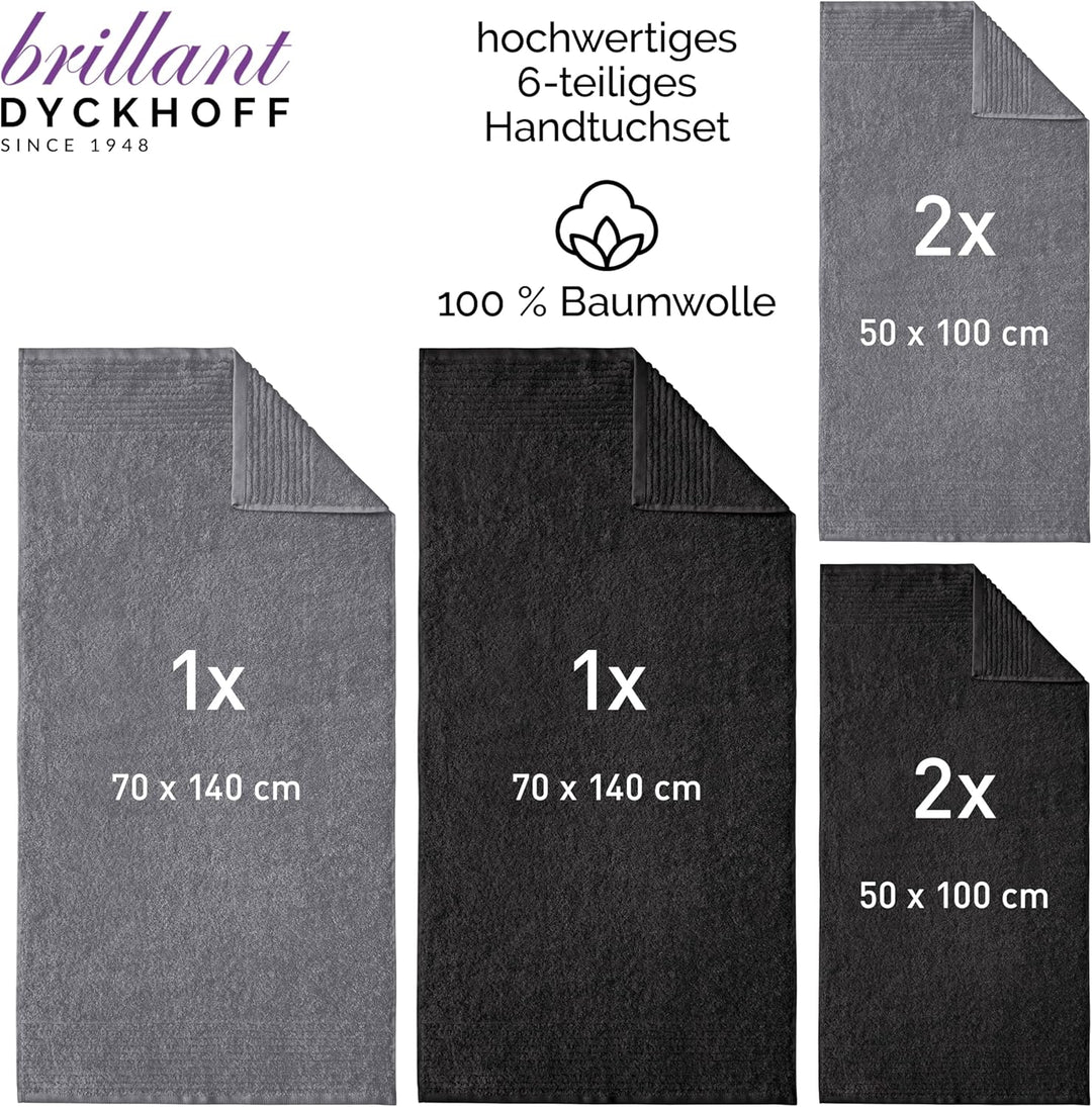 Dyckhoff 0410996150 Handtuchset "Brillant", 2 Badetücher / Duschtücher 70 x 140 cm und 4 Handtücher