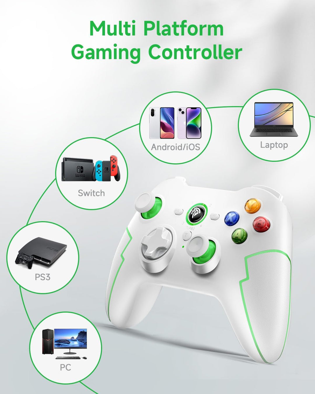 EasySMX Wireless PC Controller Kabellos Bluetooth Gamepad mit Hall-Trigger&Dual Vibration&Turbo Funk
