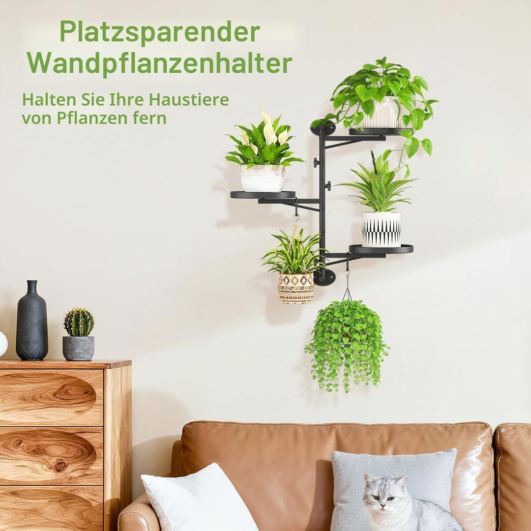 iDavosic.ly Wand Pflanzenhalter, Metall Blumenständer mit 2 Haken, Wandmontage Blumenregal für Fenst