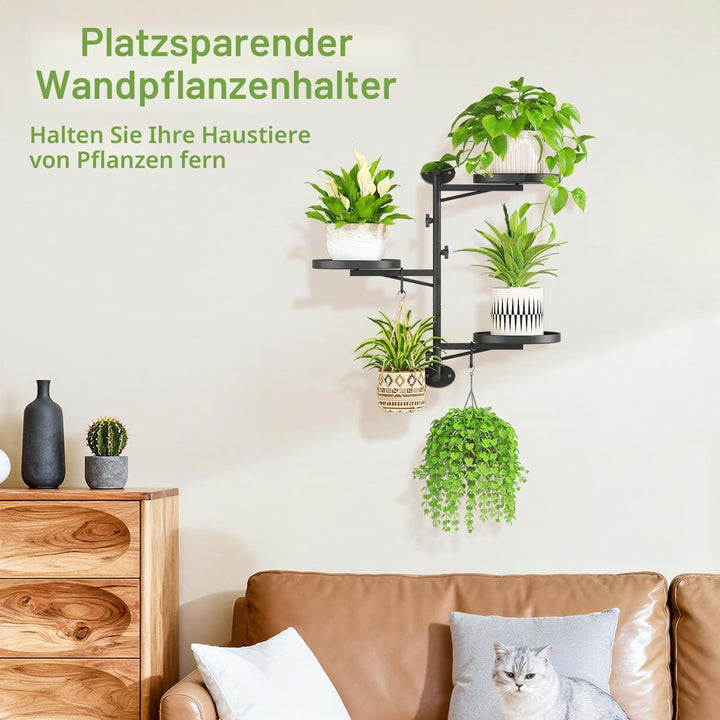 iDavosic.ly Wand Pflanzenhalter, Metall Blumenständer mit 2 Haken, Wandmontage Blumenregal für Fenst