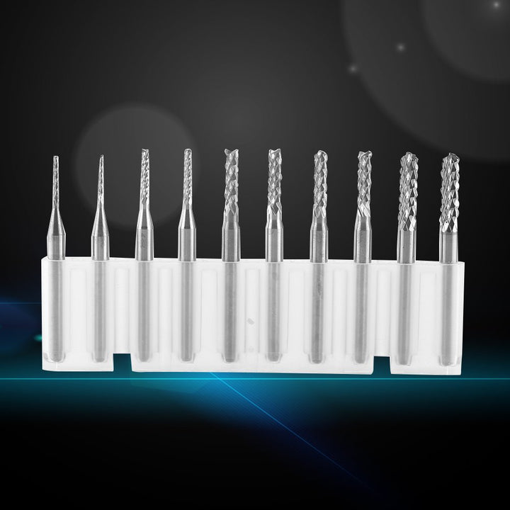 10 Stück CNC Frässtifte Set Schaftfräser Spirale Gravur Bits Schneidkante 1,0-3,0mm für CNC Maschine