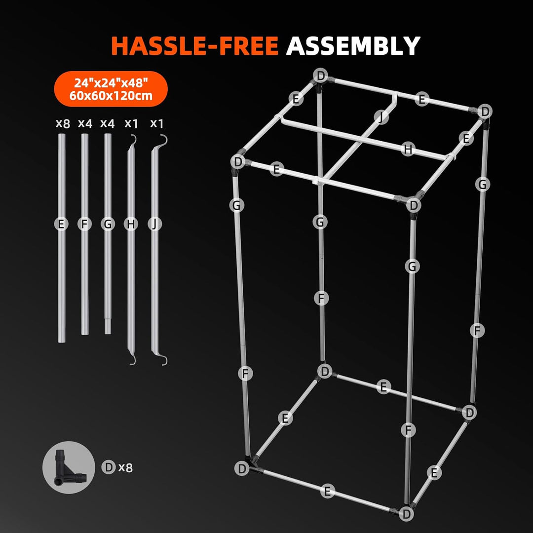 Spider Farmer Pro-Grade Wachstumszelt, 61 x 61 x 121,9 cm, mit Beobachtungsfenster und Bodenwanne, 1