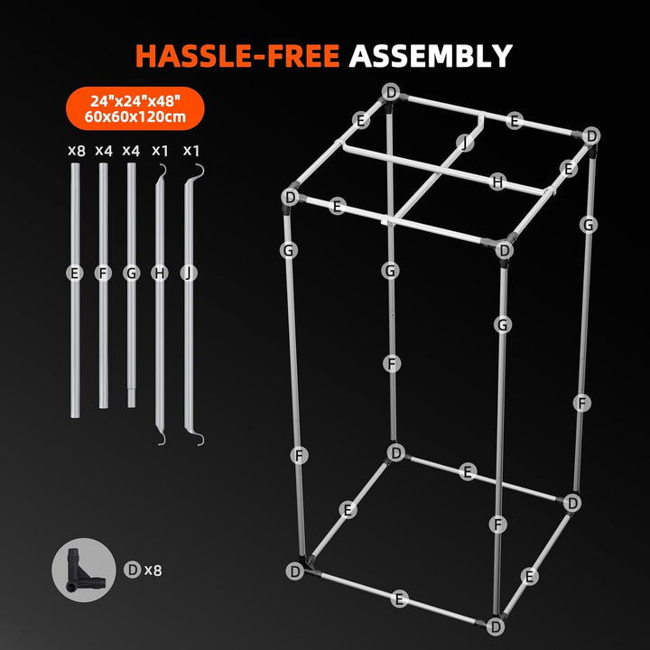 Spider Farmer Pro-Grade Wachstumszelt, 61 x 61 x 121,9 cm, mit Beobachtungsfenster und Bodenwanne, 1