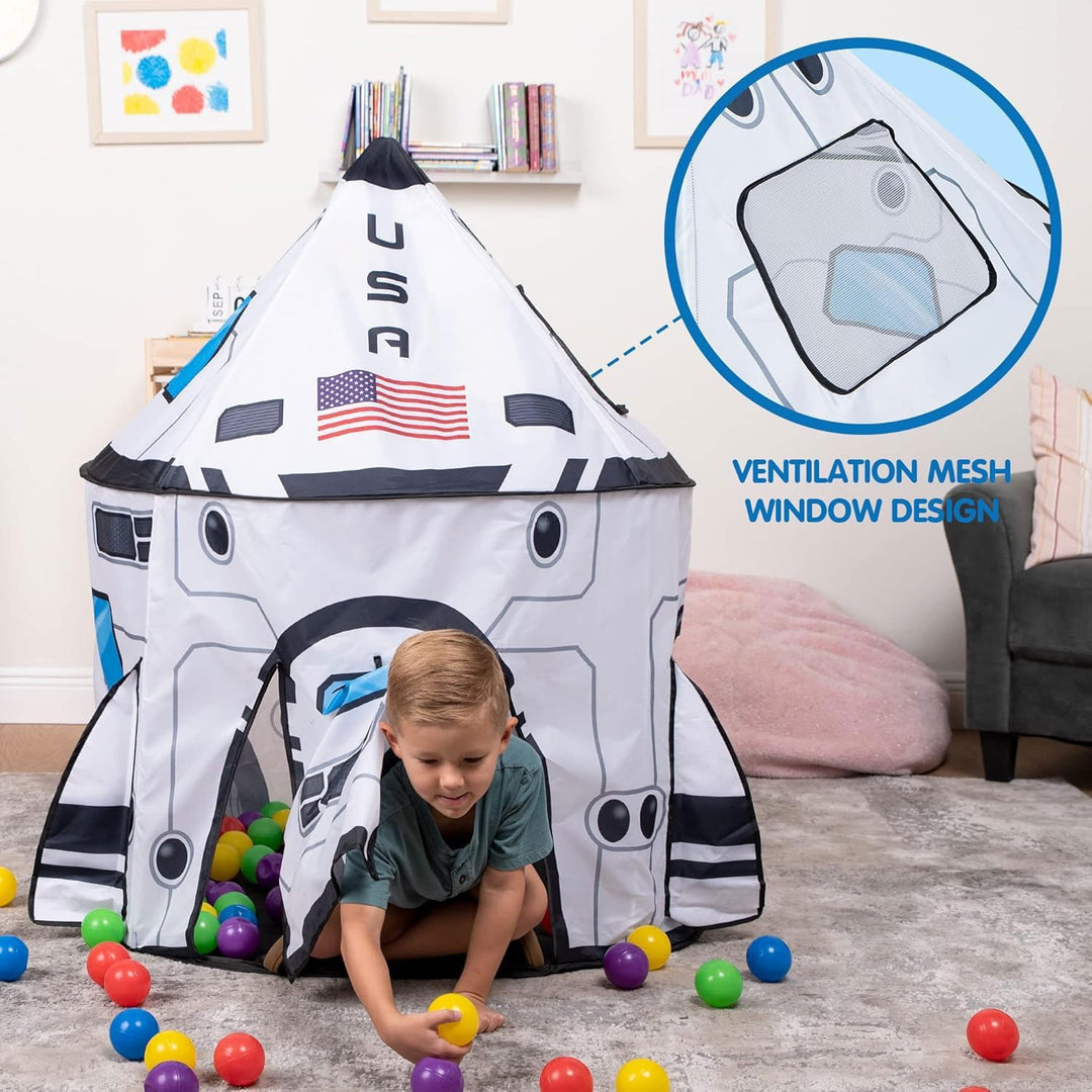 JOYIN Raketen Kinderzelt für Drinnen Spielzelt Kinder Pop up Spielzelt Kids Indoor Outdoor Weltraumz