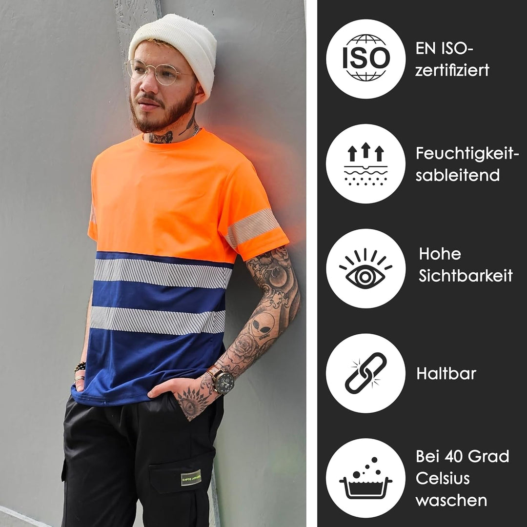 Apparel Warnschutz-T-Shirt – Reflektierendes Warn-Shirt – Warn-Shirt – Sicherheits-T-Shirt – Arbeits