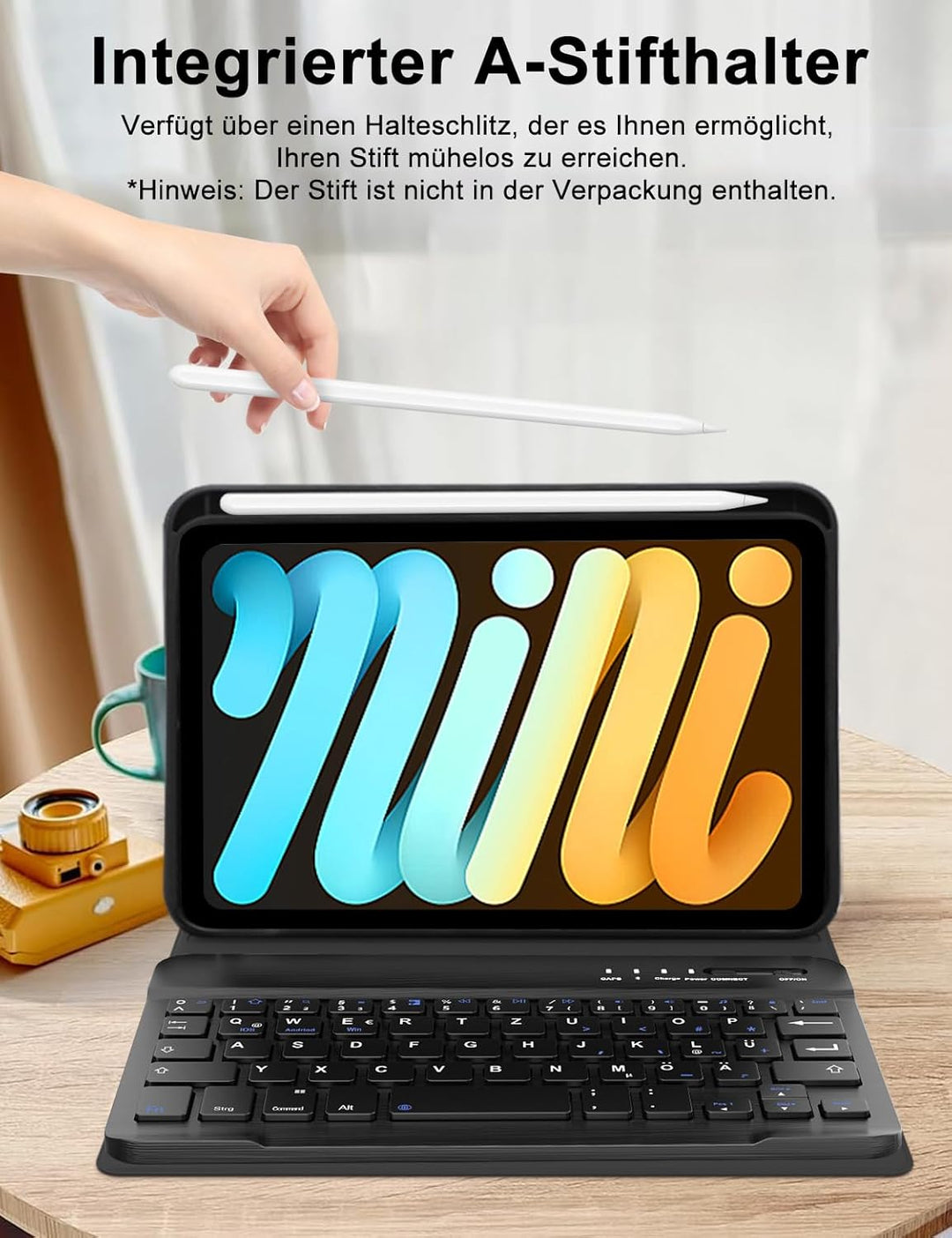 FOGARI Tastatur für iPad mini 7 (A17 Pro) 2024/Mini 6 2021 8.3 Zoll, QWERTZ Deutsches Tastatur Magne