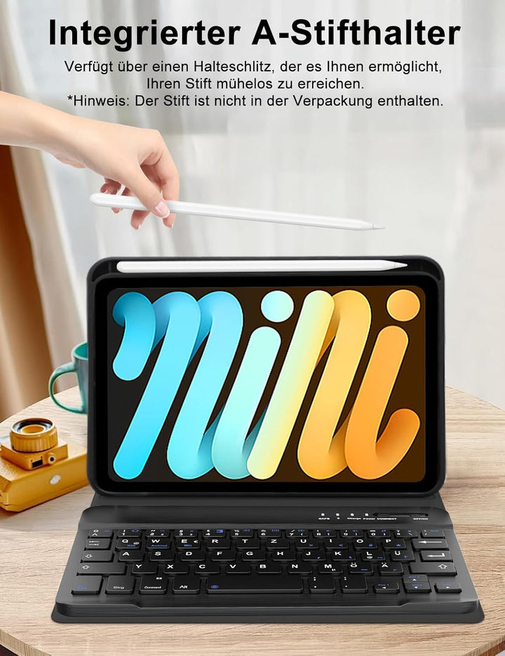 FOGARI Tastatur für iPad mini 7 (A17 Pro) 2024/Mini 6 2021 8.3 Zoll, QWERTZ Deutsches Tastatur Magne
