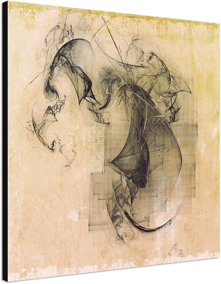 Paul Sinus Art Graue Ironie - Abstrakt375_60x60cm Bild auf Leinwand Fraktal Muster Abstraktes Motiv
