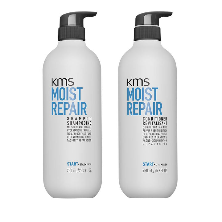 KMS Moist Repair - Shampoo und Conditioner, für trockenes Haar, 750 ml Reparierende Feuchtigkeitspfl