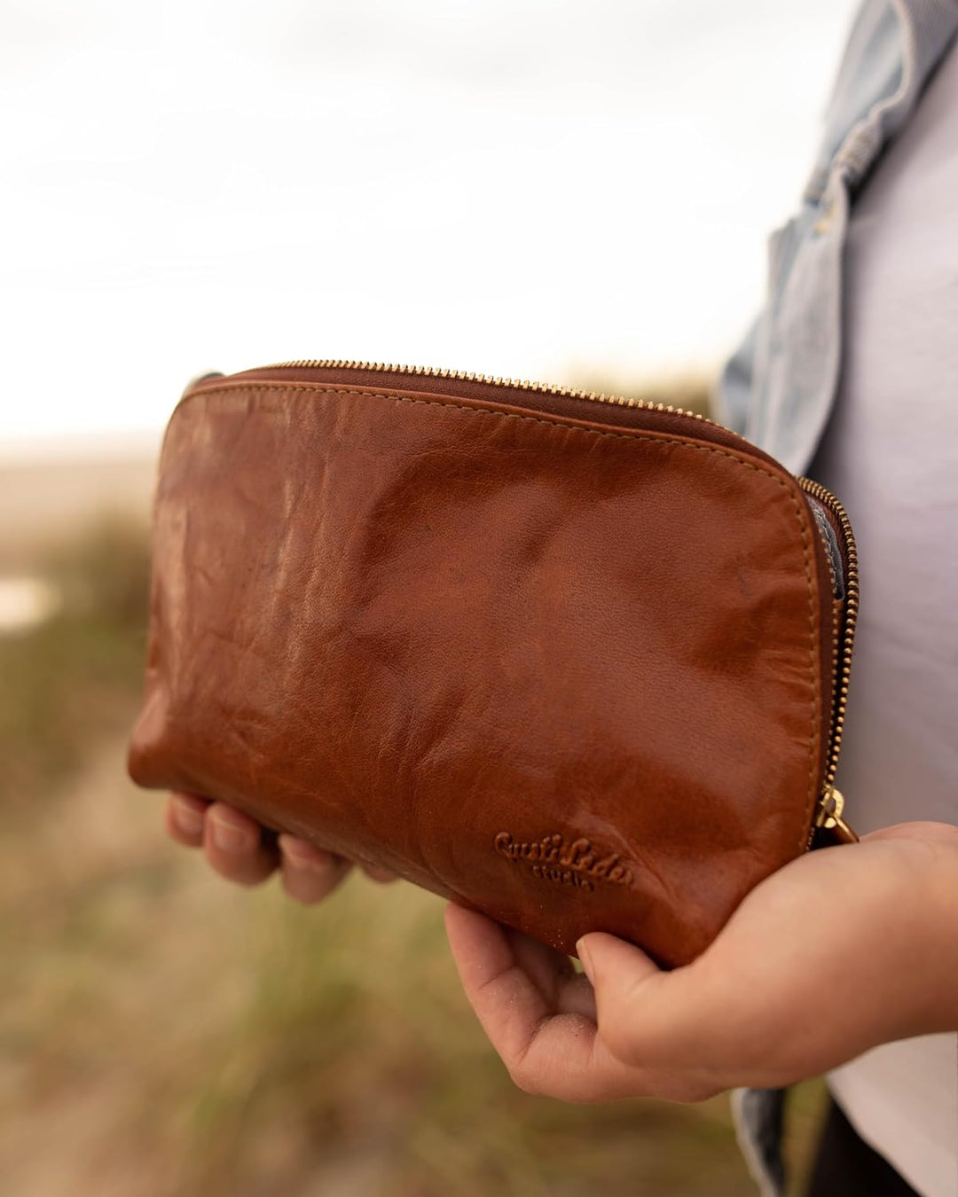 Gusti Waschtasche Leder - Eli Damen und Herren Kulturtasche Kulturbeutel Kosmetiktasche Ledertasche