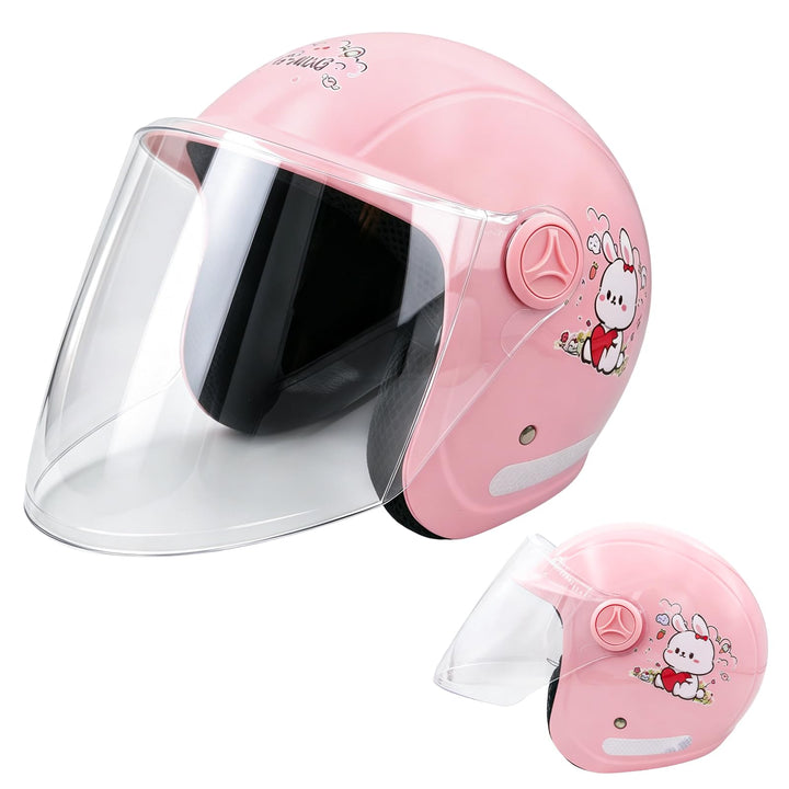 Kinder Motorradhelm, Jungen und Mädchen Rollerhelm, Mofa Helm, jethelm mit Sonnenblende, Fahrradhelm