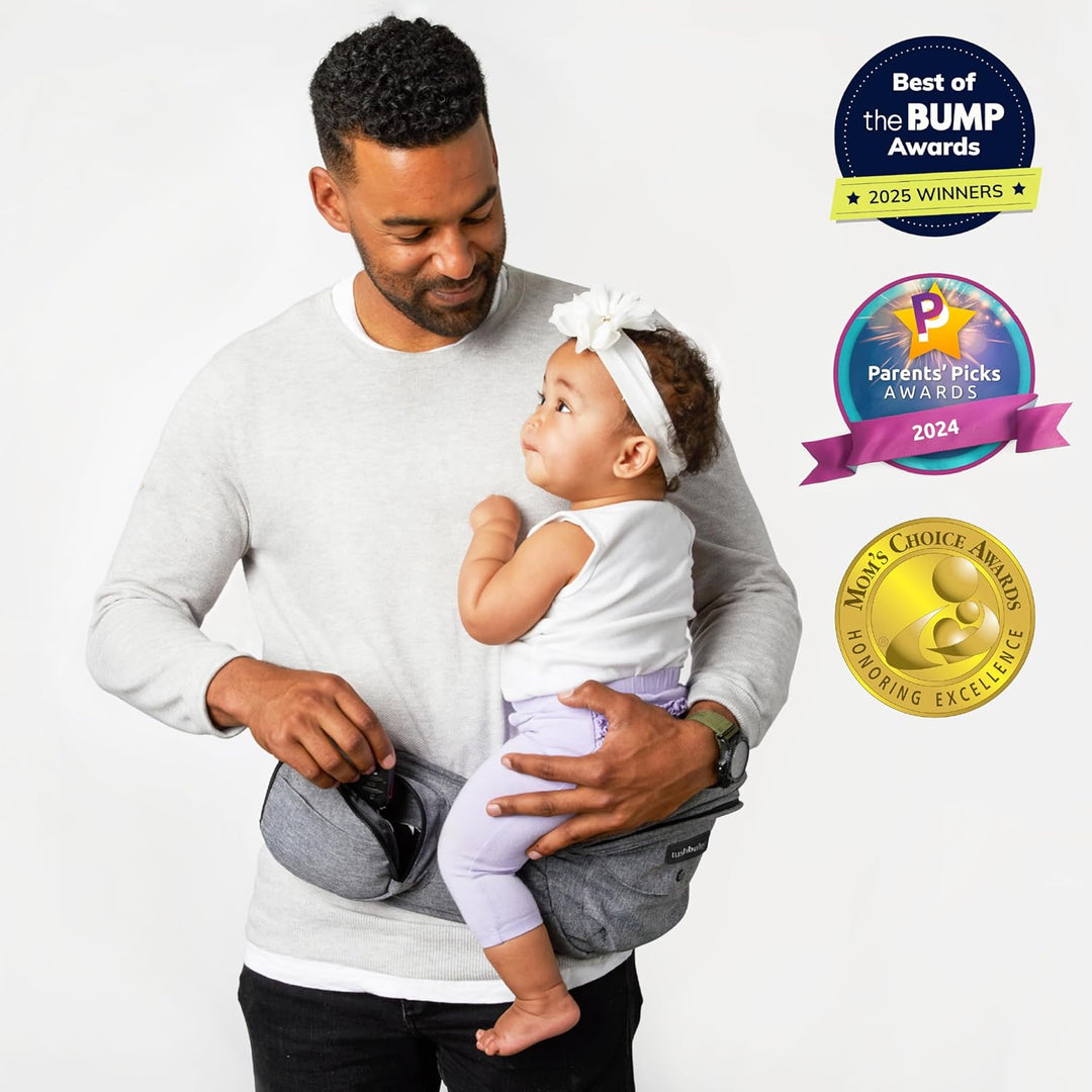 Tushbaby Ergonomische Multi-Position Babytrage Hüftsitz mit Sicherheitszertifikat, Einstellbar, Masc
