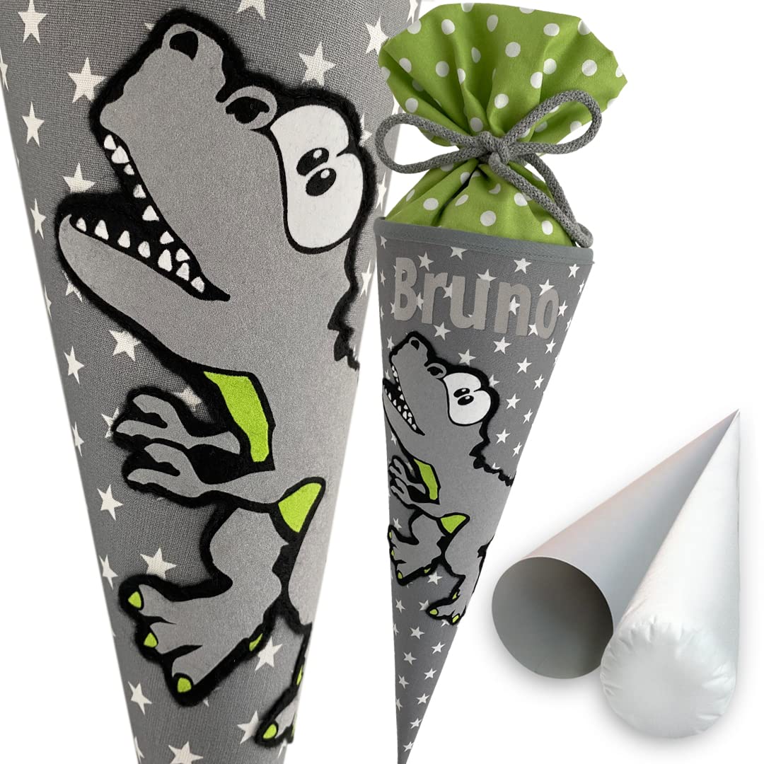 Dinosaurier-Schultüte | 35 cm | kleine Geschwistertüte | Stoff, Einschulung, Schulanfang, Zuckertüte