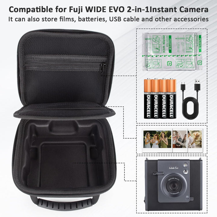 MUZIRI KINOKOO Schutzhülle für Instax Wide EVO 2-in-1 Kamera, Harte Eva Tasche für Fuji Wide EVO Kam