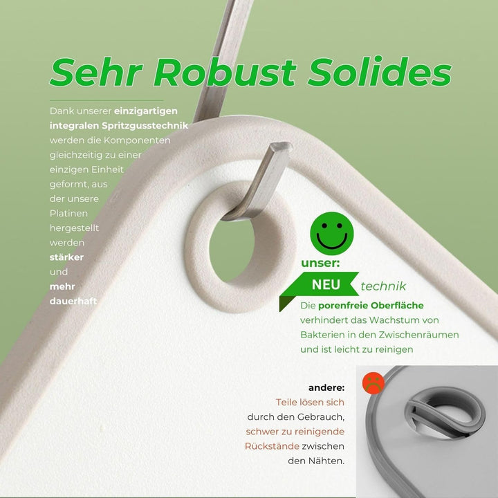 CLOVE Cremeweiss Schneidebrett Kunststoff Gross 40x30cm Klein 34x24 1cm Dicke | 2er-Set HDPP BPA-Fre