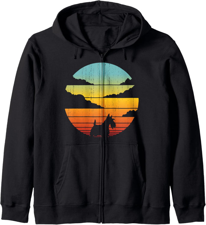 Scottish Terrier Scottie Retro Vintage 60er 70er Jahre Sunset Dog Kapuzenjacke